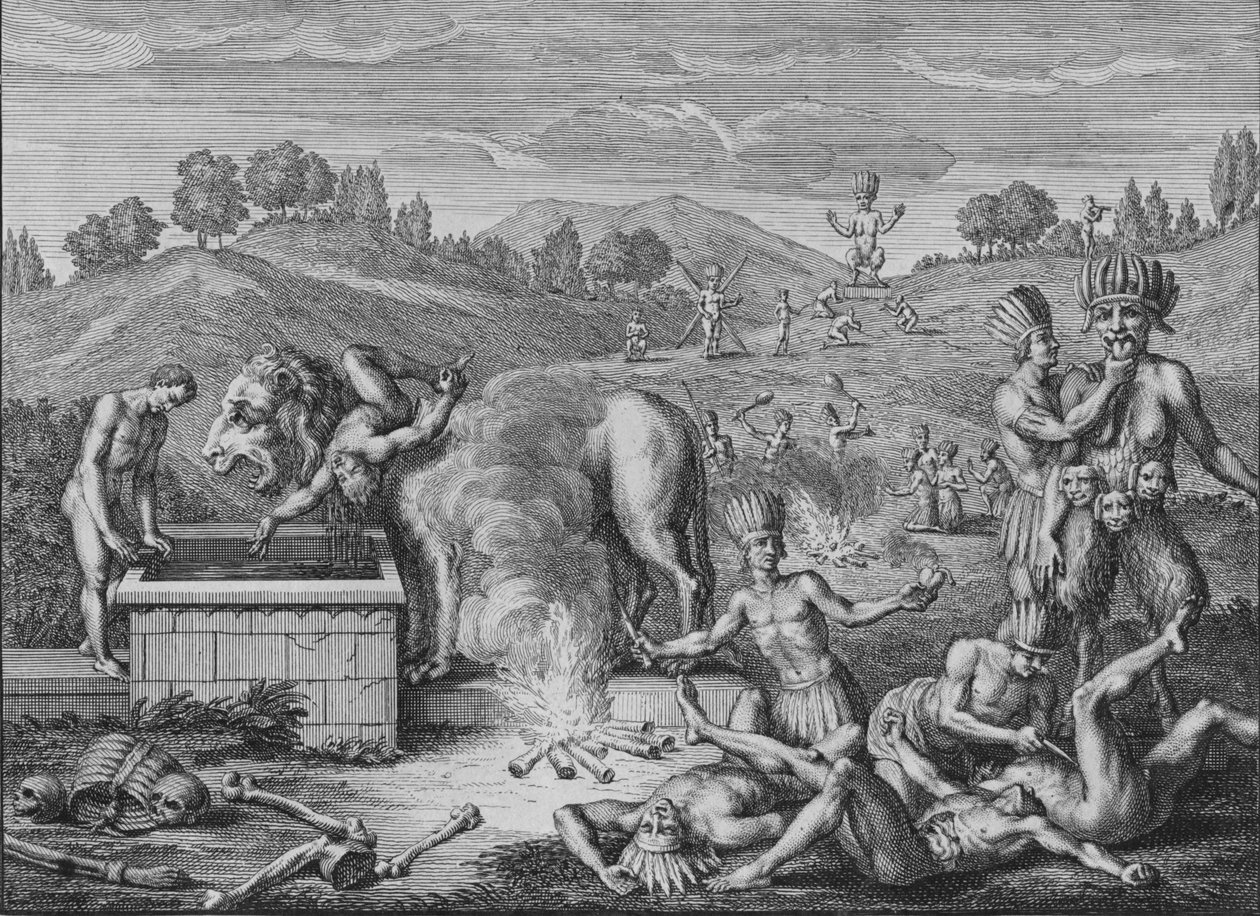 Idols of Tabasco, 1723. av Bernard Picart