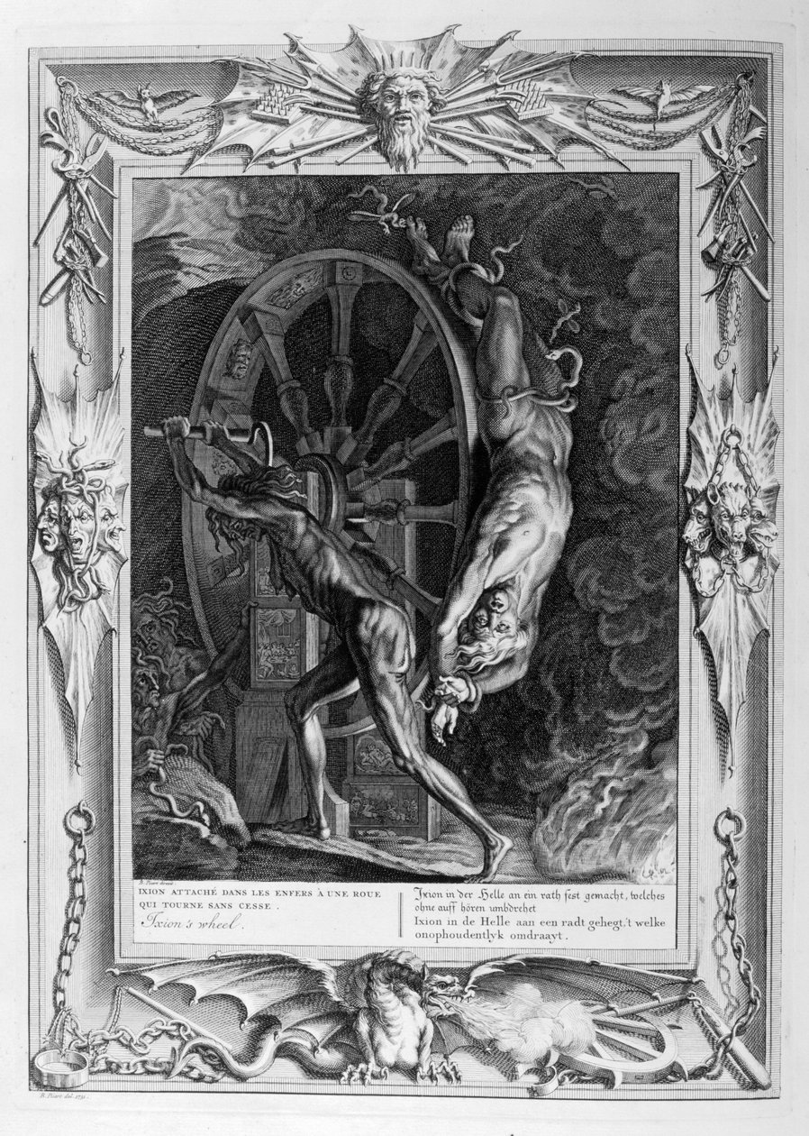 Ixion i Tartarus på hjulet, 1733 av Bernard Picart