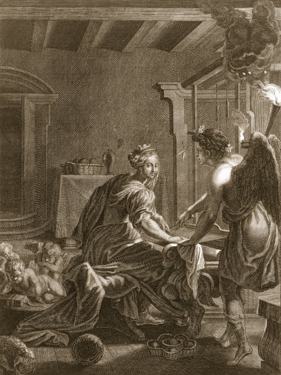 Penelope ved vevstolen hennes, 1731 av Bernard Picart