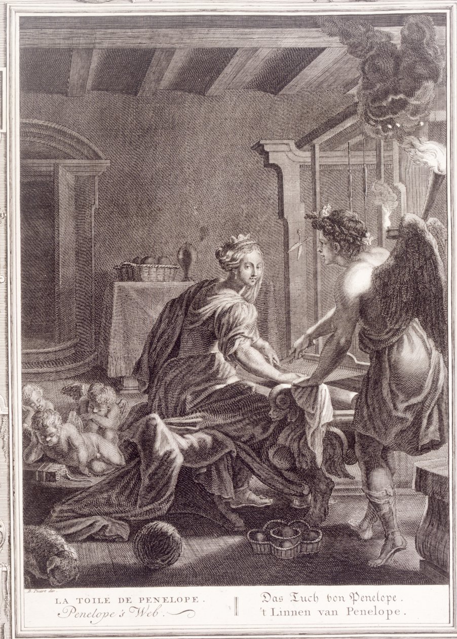 Penelope ved vevstolen hennes, 1731 av Bernard Picart