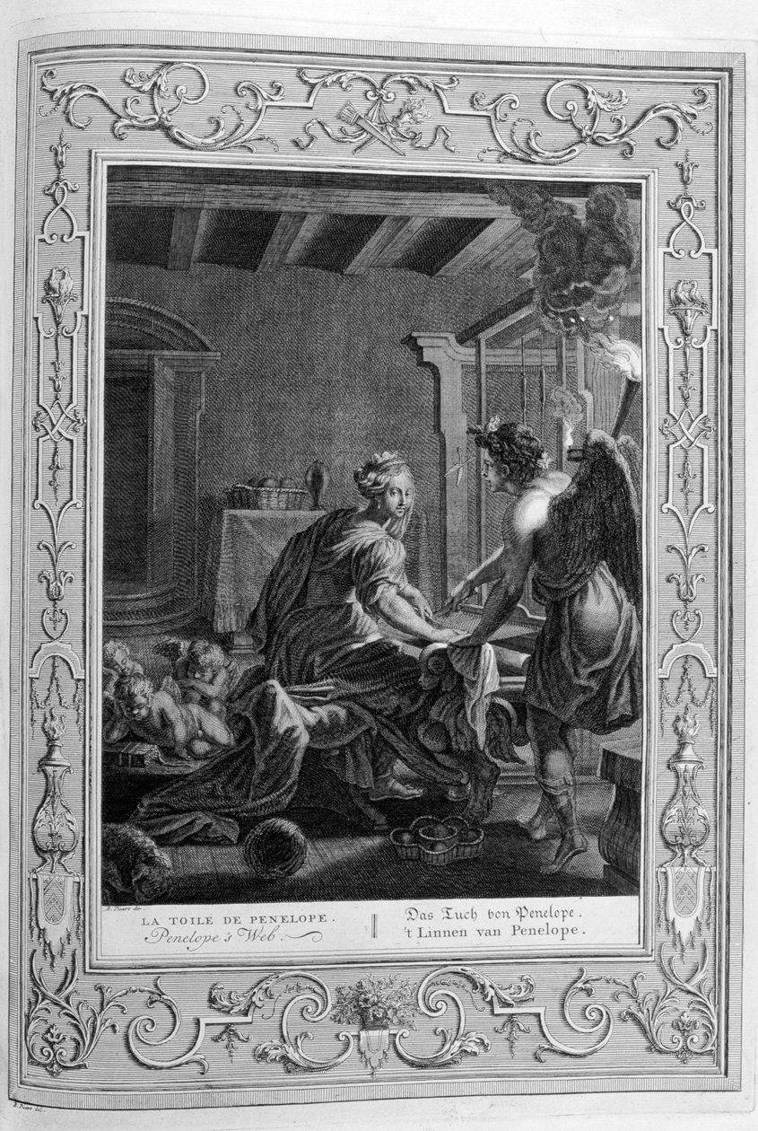 Penelope ved vevstolen hennes, 1733 av Bernard Picart