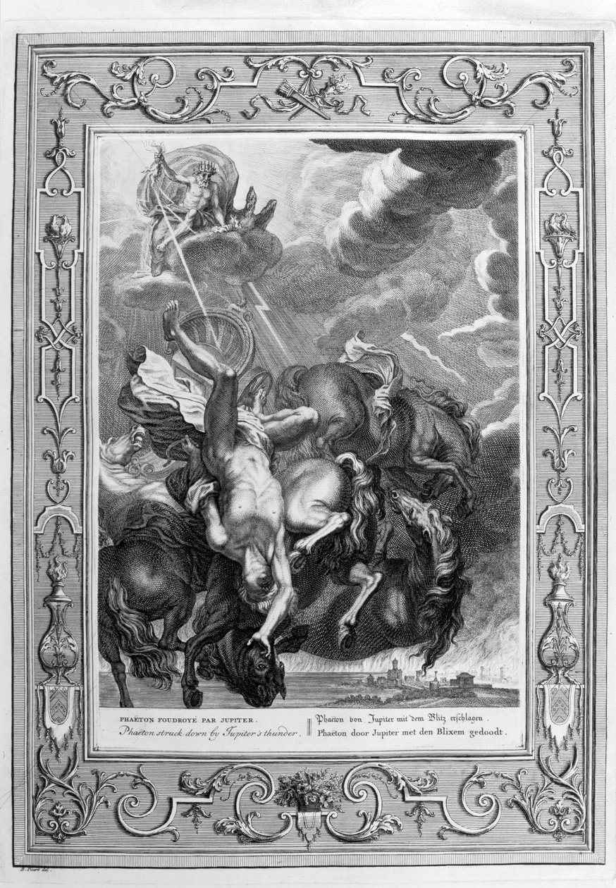 The Fall of Phaeton (gravering) av Bernard Picart