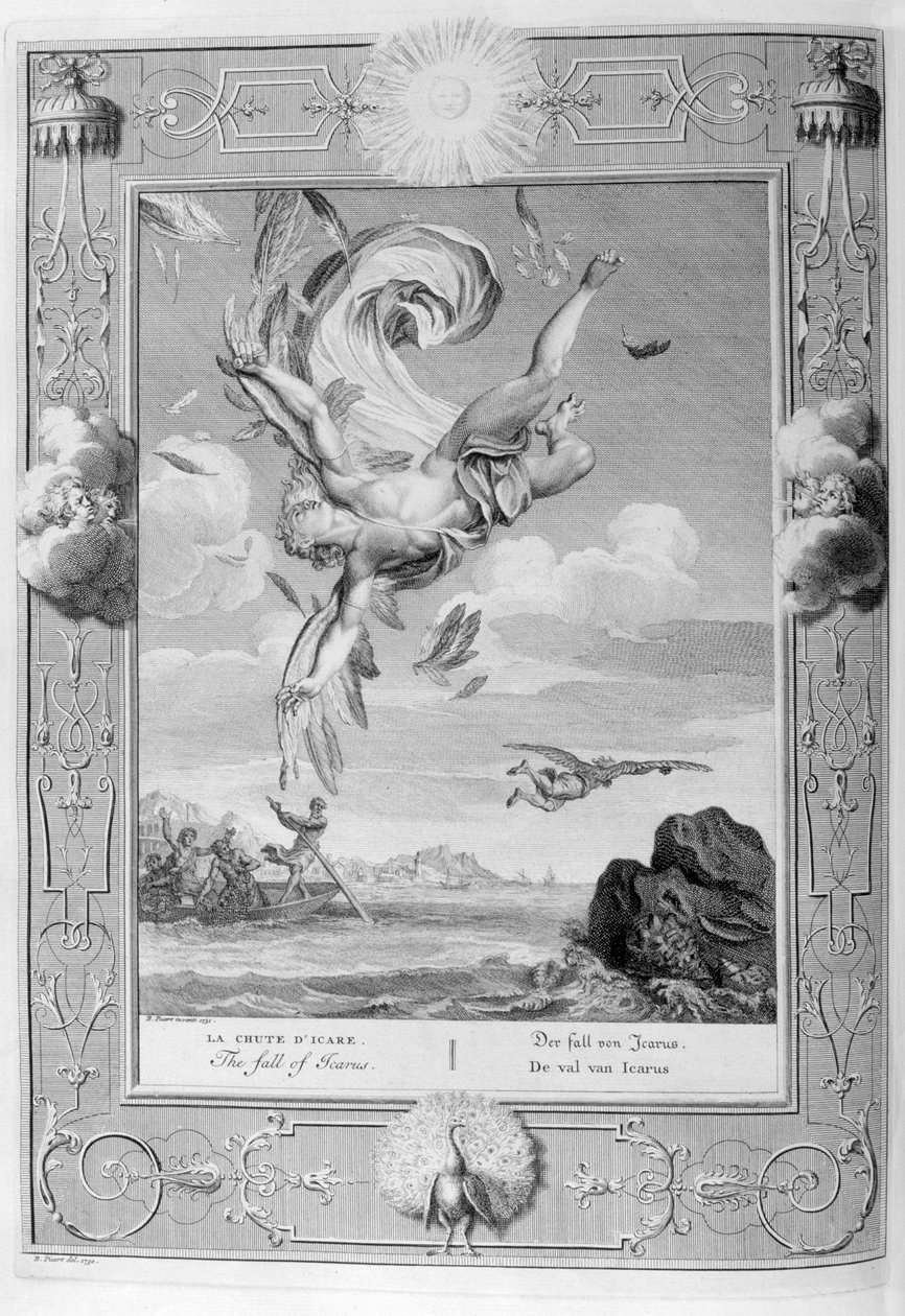 Ikaros fall, 1733 av Bernard Picart