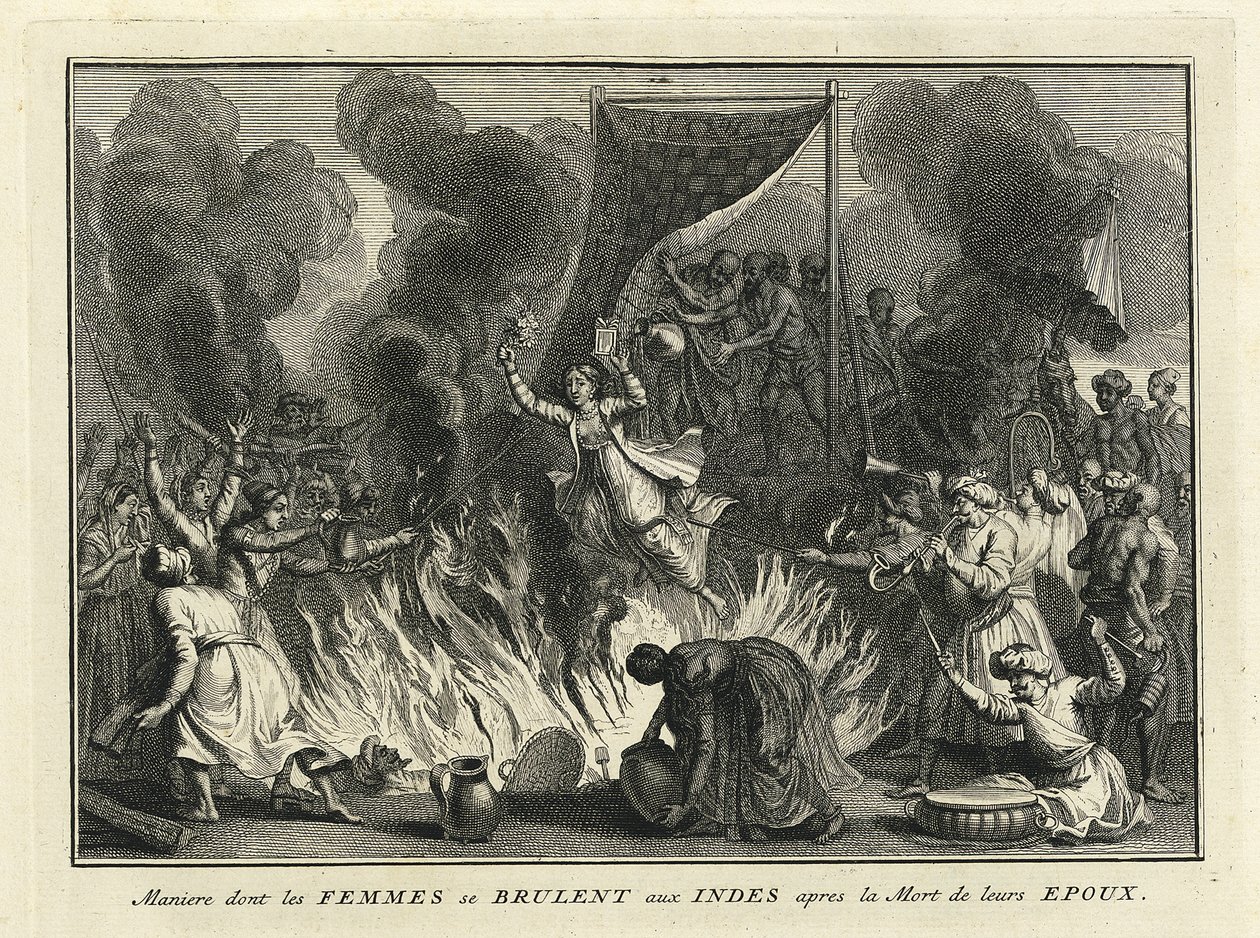 Enkebrenning i India, 1728 av Bernard Picart