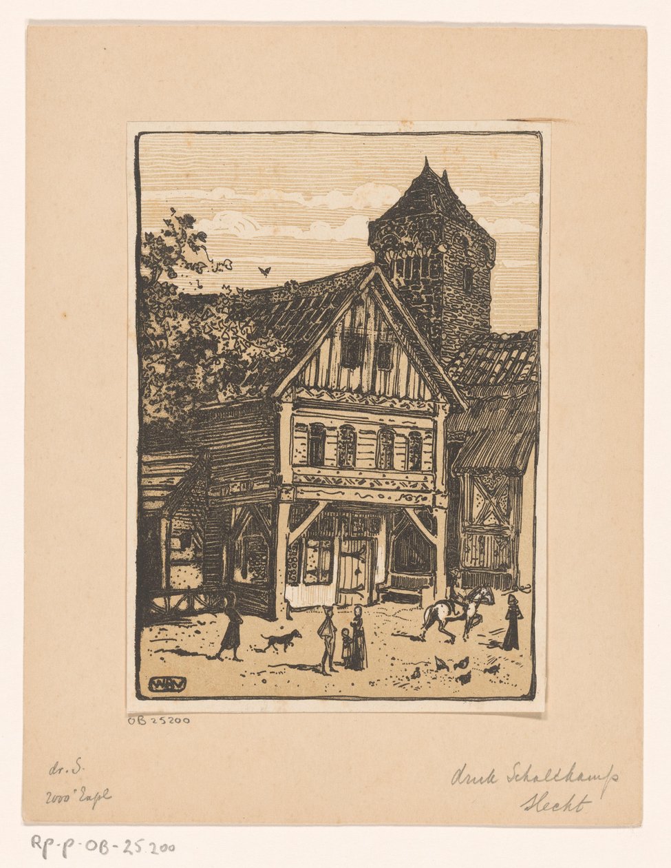 Trehus og steintårn av Bernard Willem Wierink