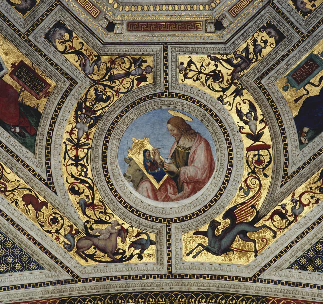 Vault of the Presbytery with Luke the Evangelist, Santa Maria del Popolo, Roma, ca. 1484-92 av Bernardino di Betto Pinturicchio