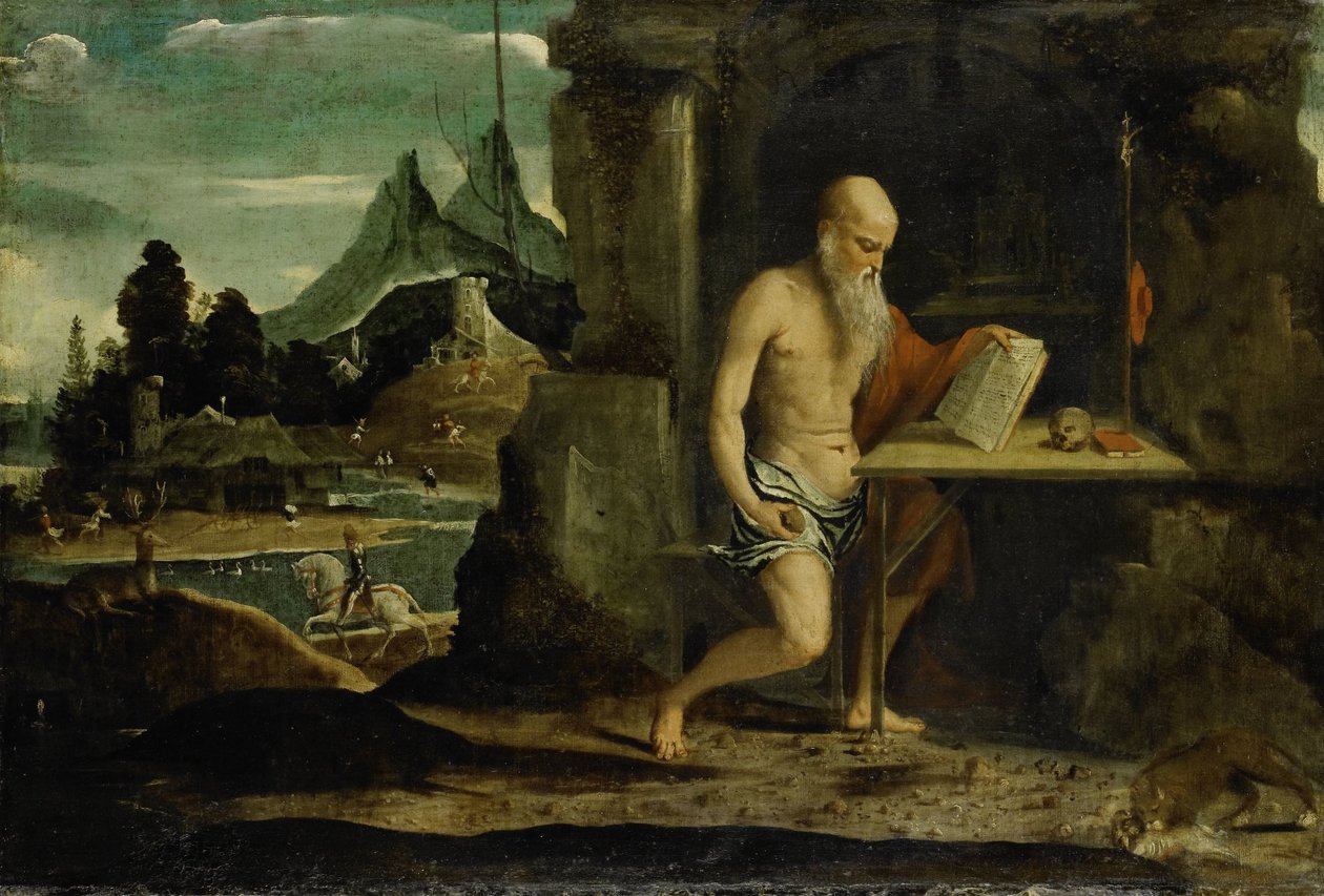 St Jerome av Bernardino da Brescia (attributed to)