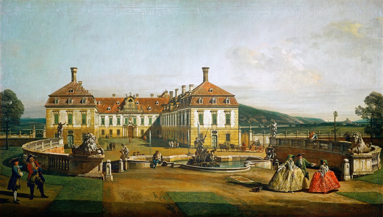 Det keiserlige fornøyelsespalasset Schloßhof, gårdsplassen av Bernardo Bellotto
