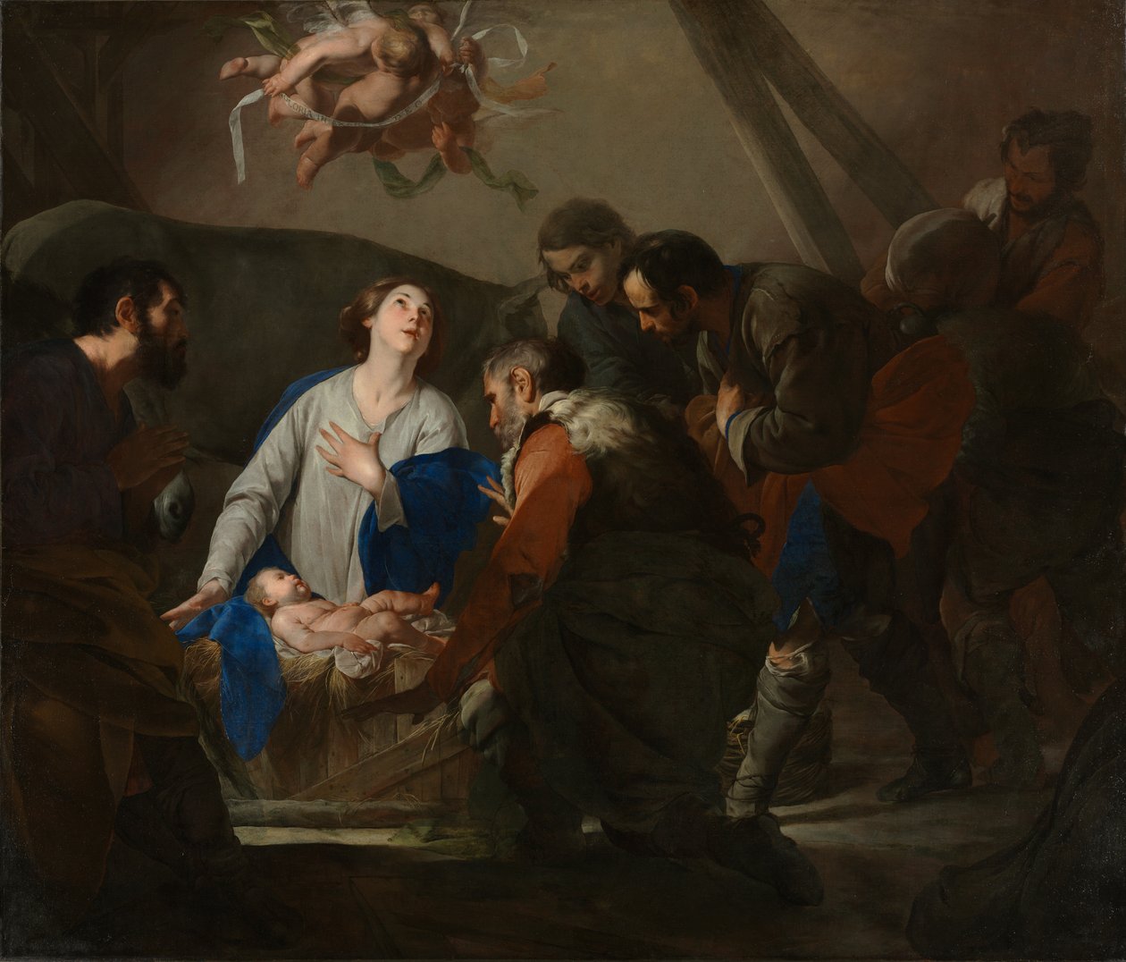 Tilbedelse av hyrdene av Bernardo Cavallino