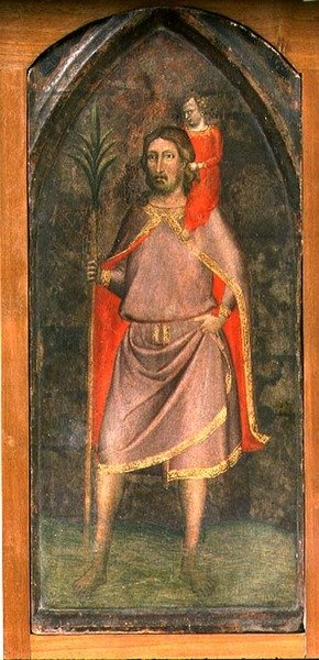 St. Christopher (tempera på panel) av Bernardo Daddi
