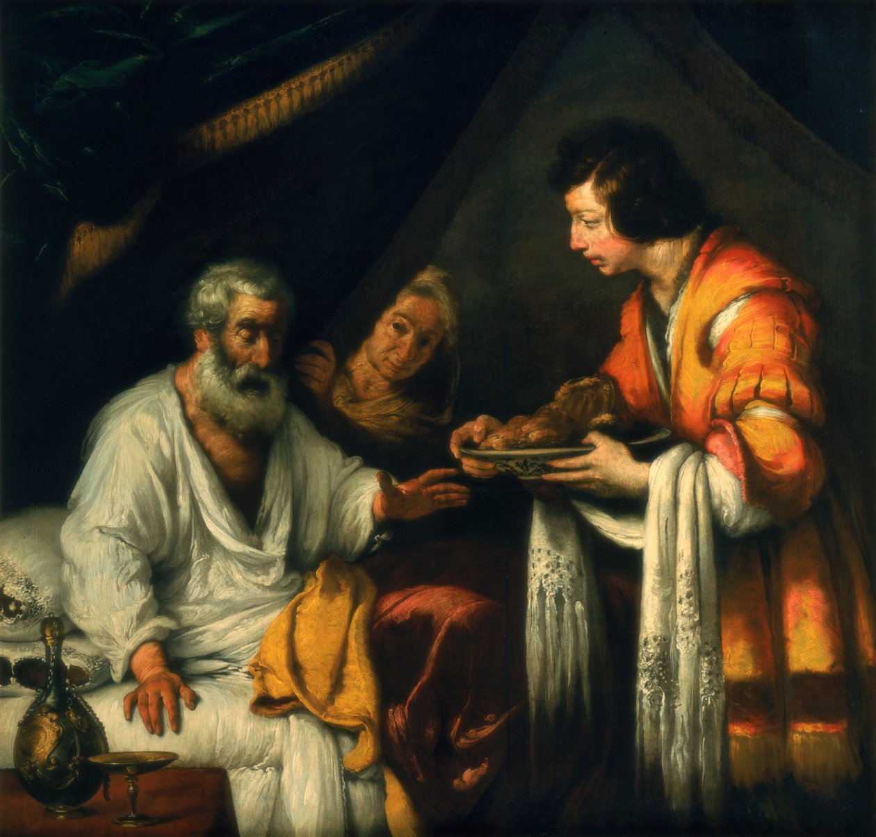 Isak velsigner Jakob, tidlig på 1600-tallet av Bernardo Strozzi