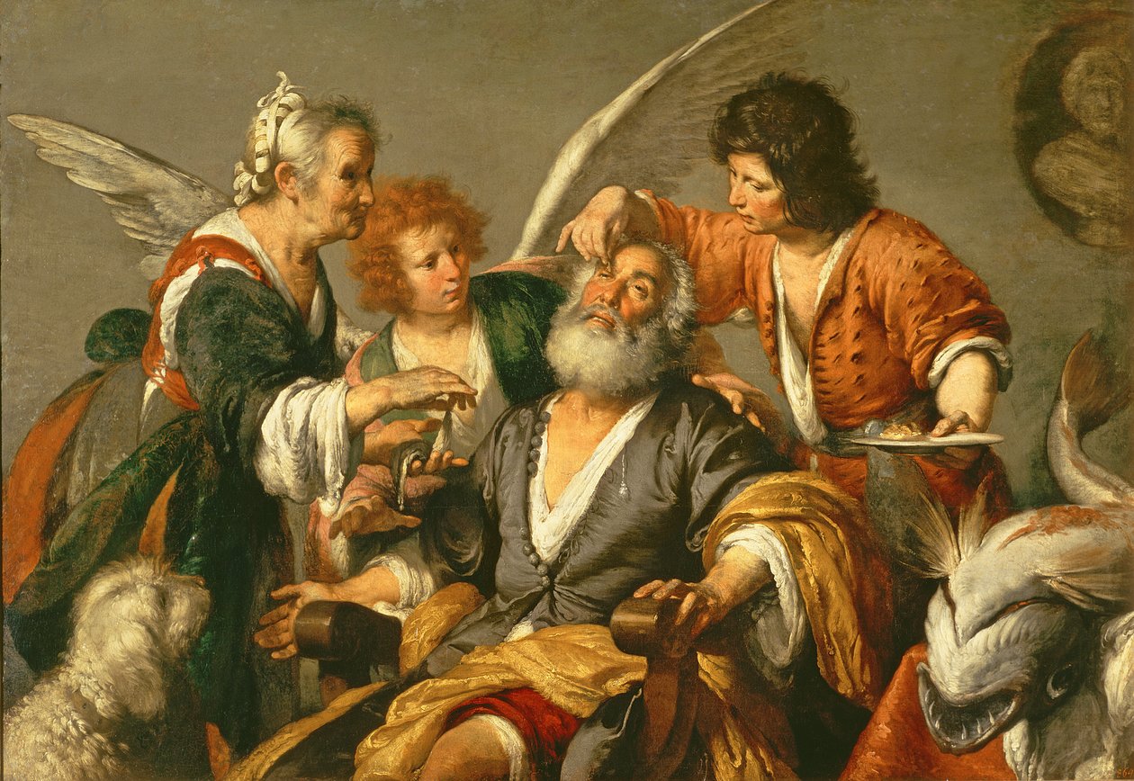 The Healing of Tobit, tidlig på 1630-tallet av Bernardo Strozzi