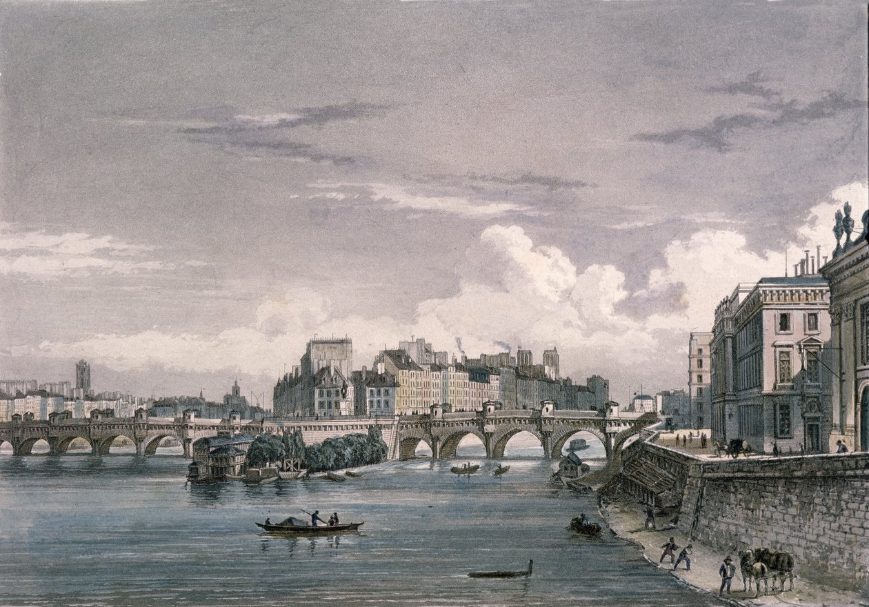 The Pont Neuf, 1832, (fargegravering) av Bernhard Schmidt
