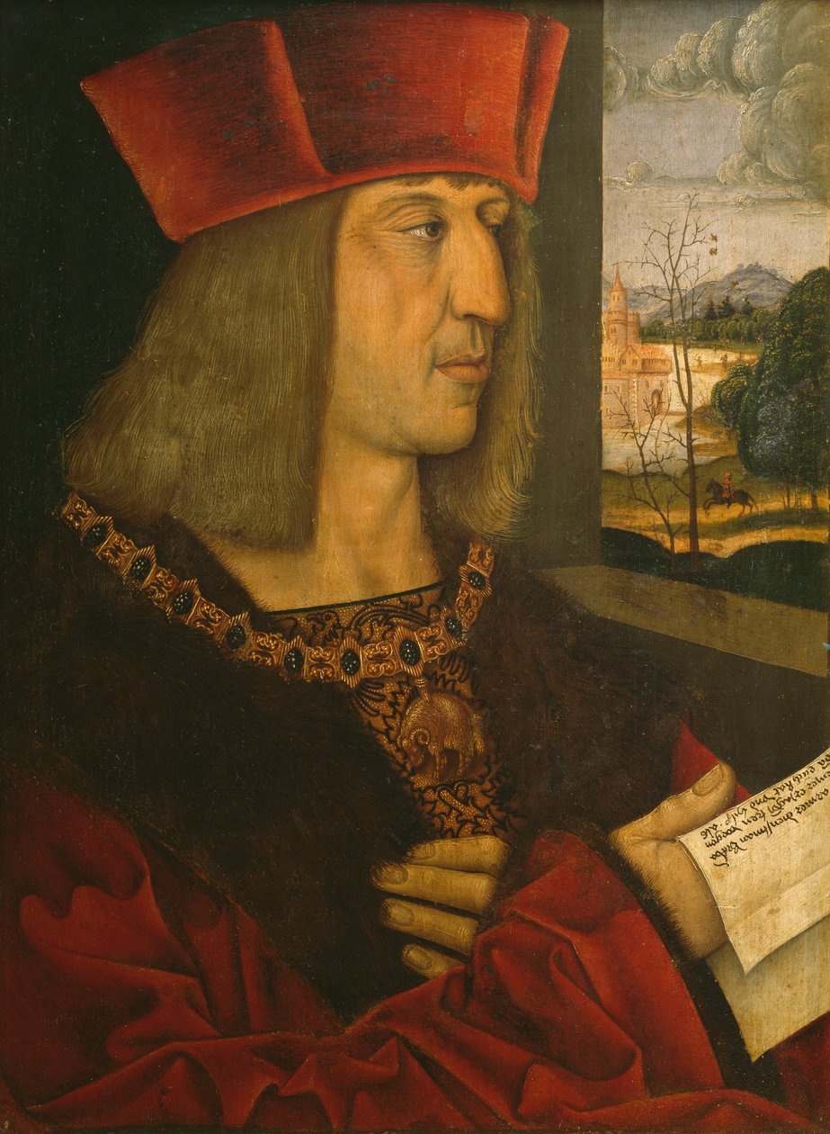 Keiser Maximilian I, kopi av en tapt original (olje på trepanel) av Bernhard Strigel