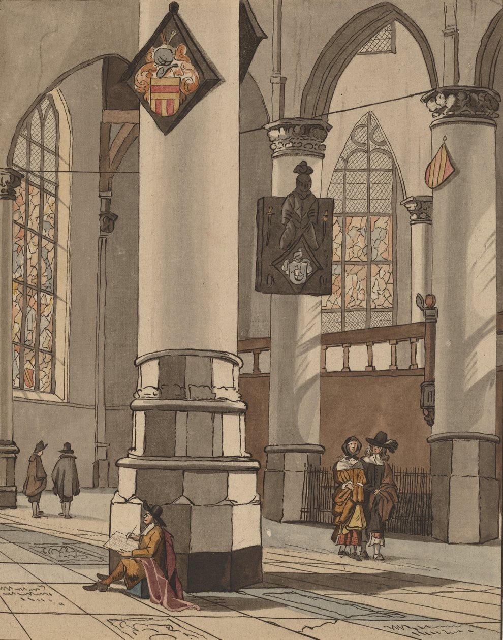 Kirkens interiør, 1774. av Bernhard Schreuder