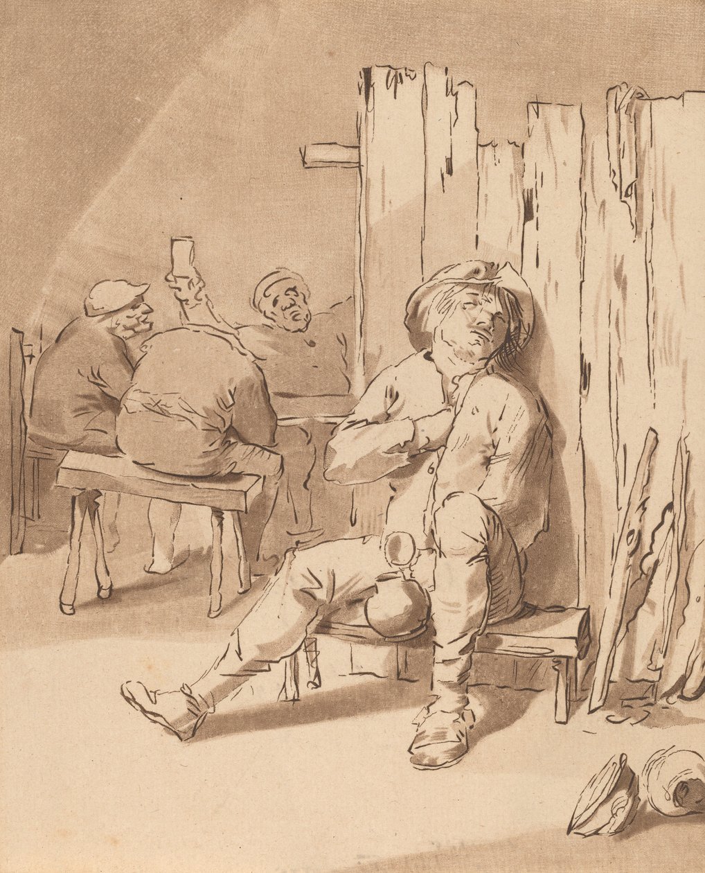 Beruset bonde på et vertshus, 1775. av Bernhard Schreuder