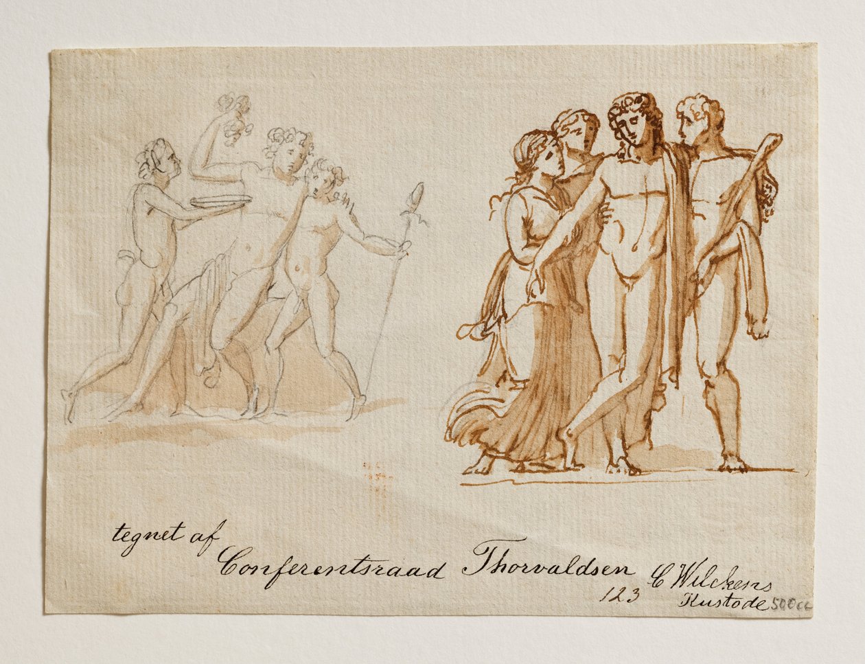 Bacchus og to fauner. Bacchus, Hercules og to kvinner av Bertel Thorvaldsen