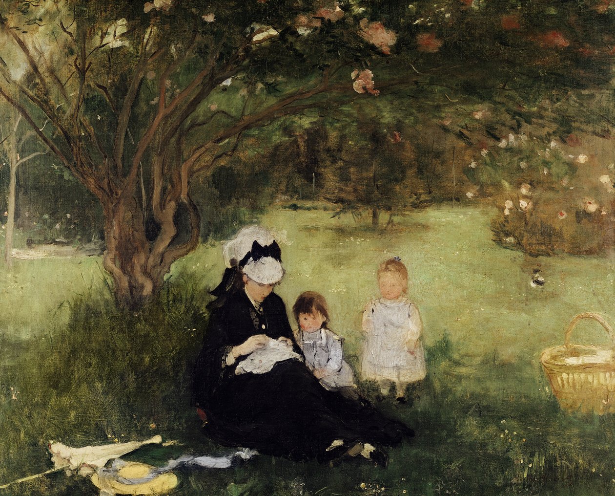 Under syrinen på Maurecourt, 1874 av Berthe Morisot