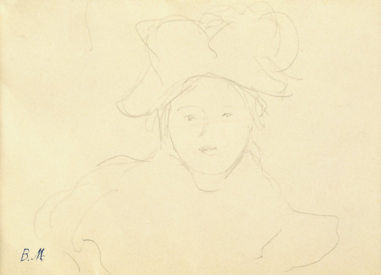 Jente med hatt, 1889 av Berthe Morisot