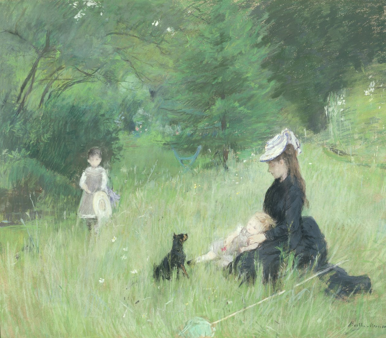 In a Park, ca. 1874 (pastell på papir) av Berthe Morisot