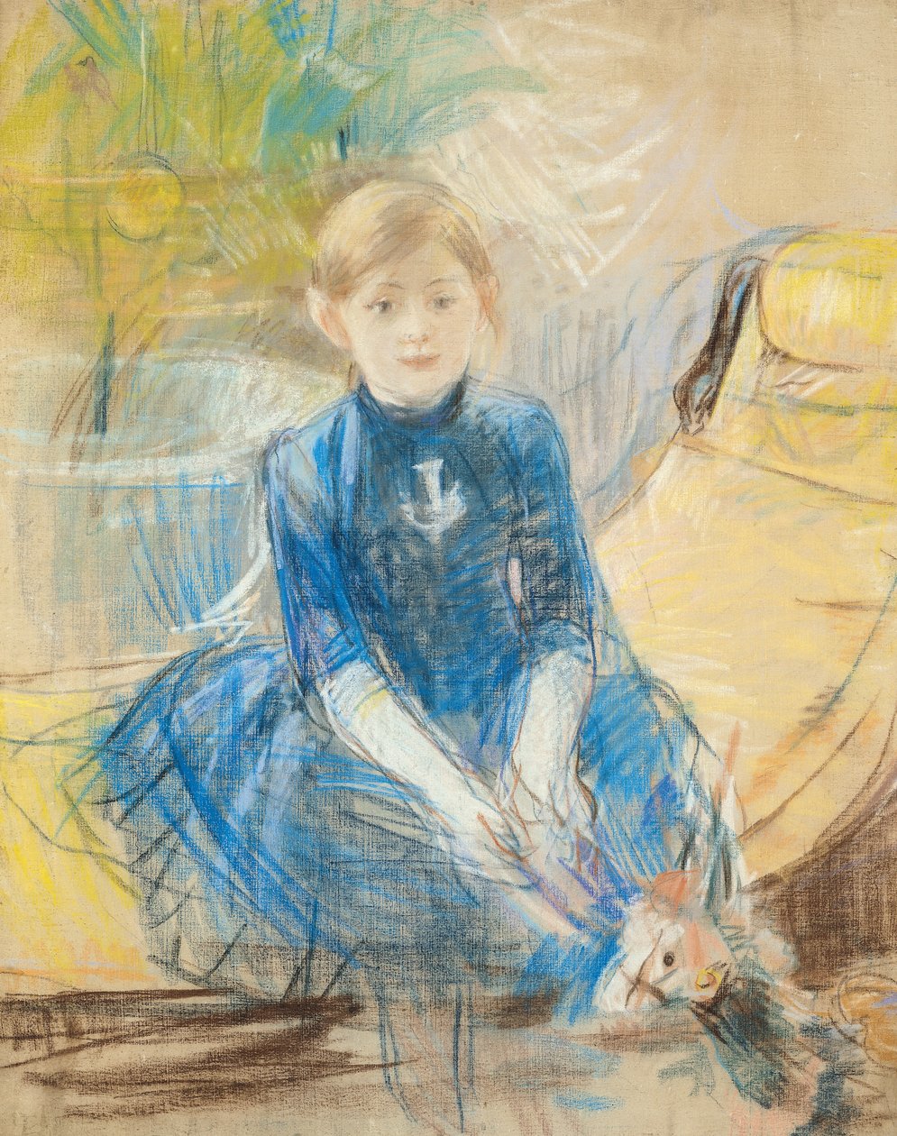 Little Girl with a Blue Jersey, 1886 (pastell på lerret) av Berthe Morisot