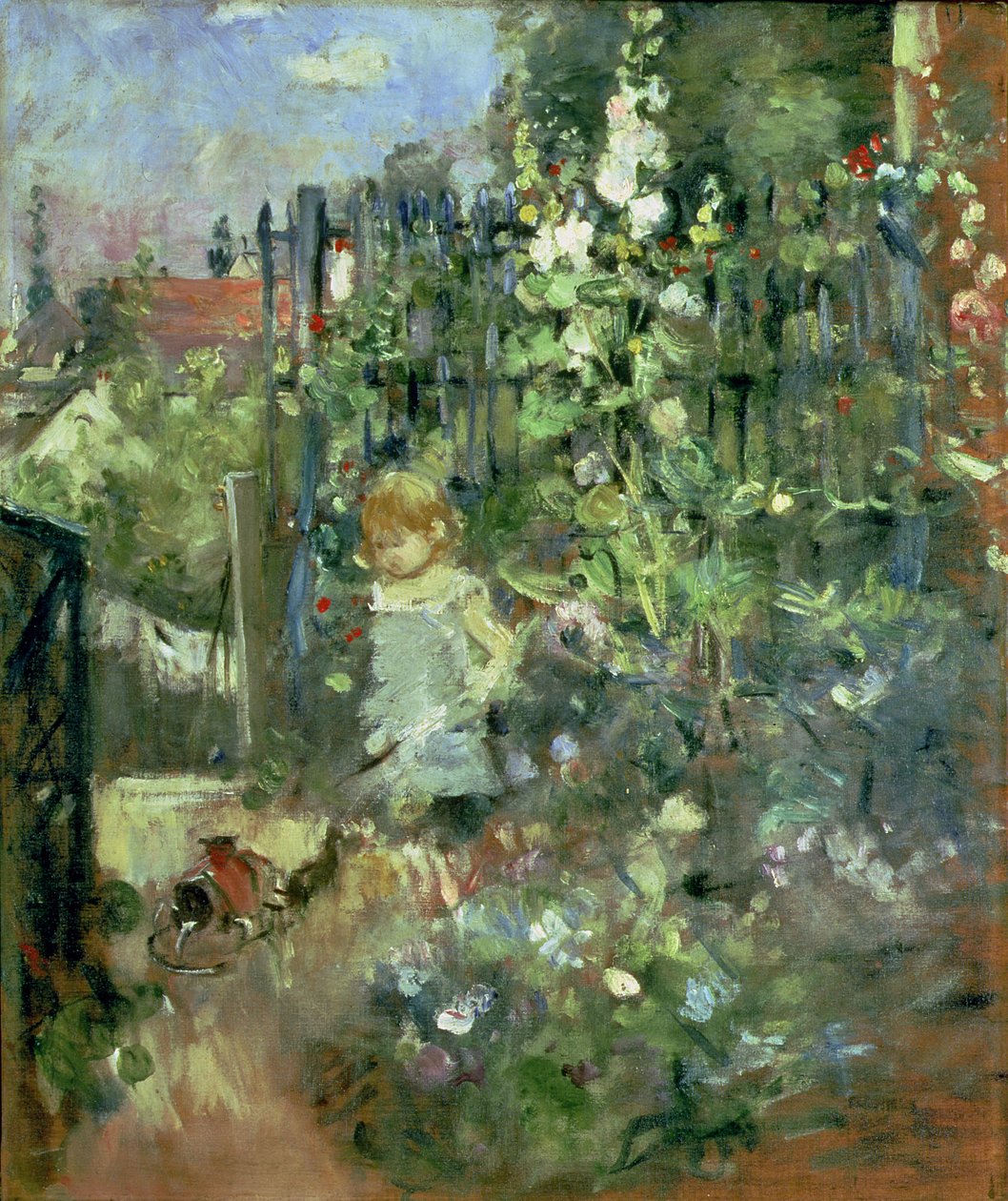 Barn i hollyhocks, 1881 av Berthe Morisot