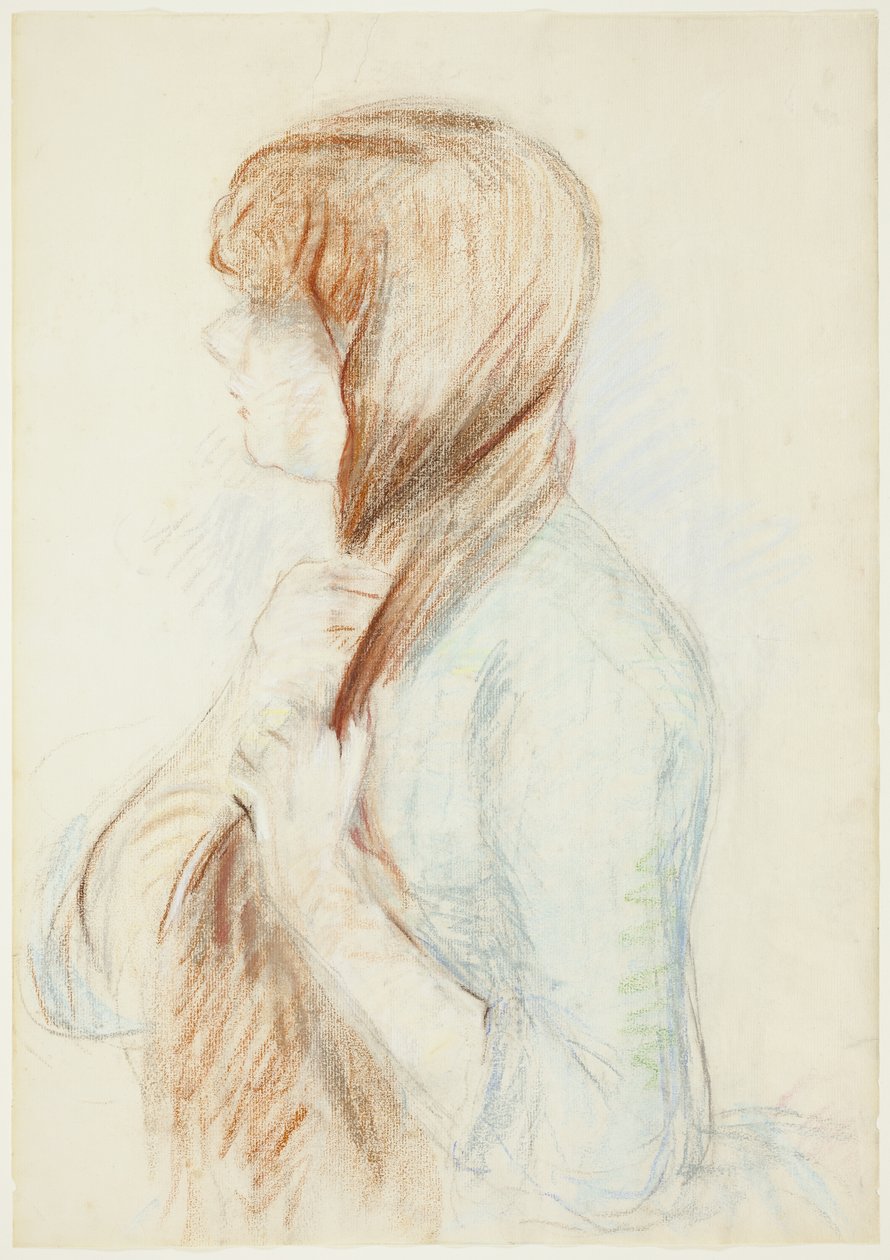 Jente som fletter håret (La Natte) av Berthe Morisot