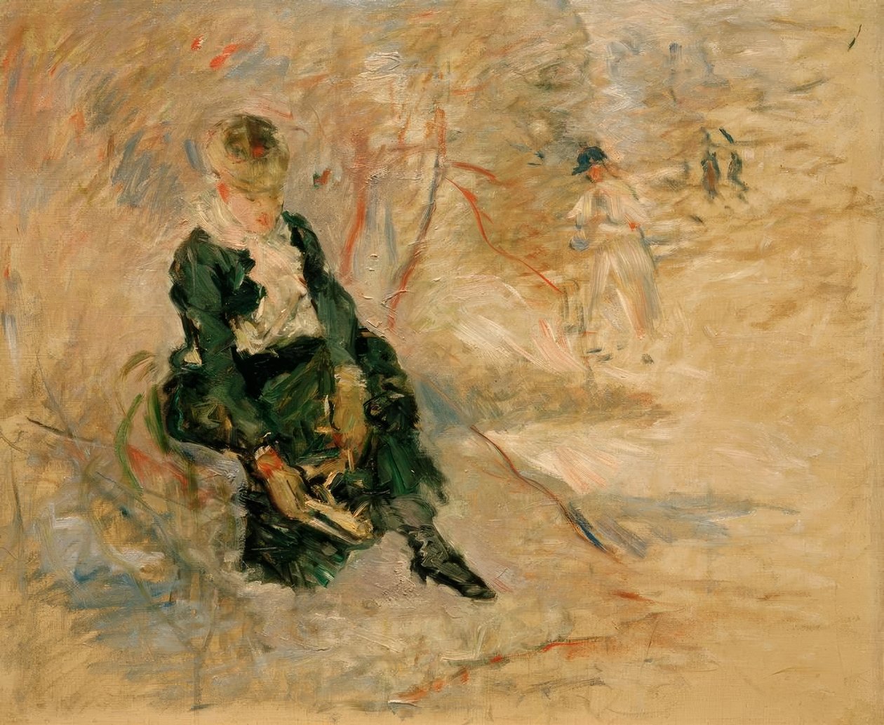 Ung kvinne overleverer skøyten sin av Berthe Morisot