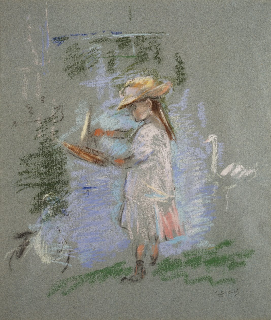 Julie i rosa ved innsjøen av Berthe Morisot