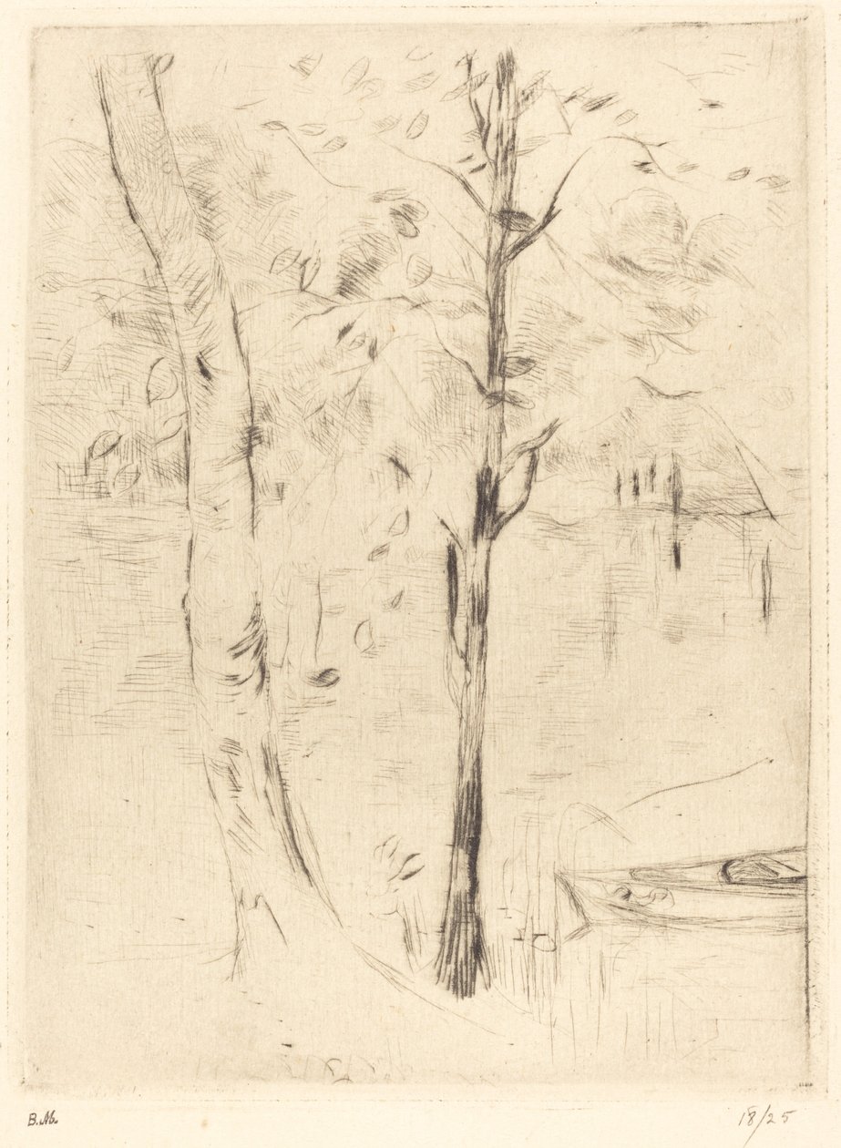 Innsjø med robåt av Berthe Morisot