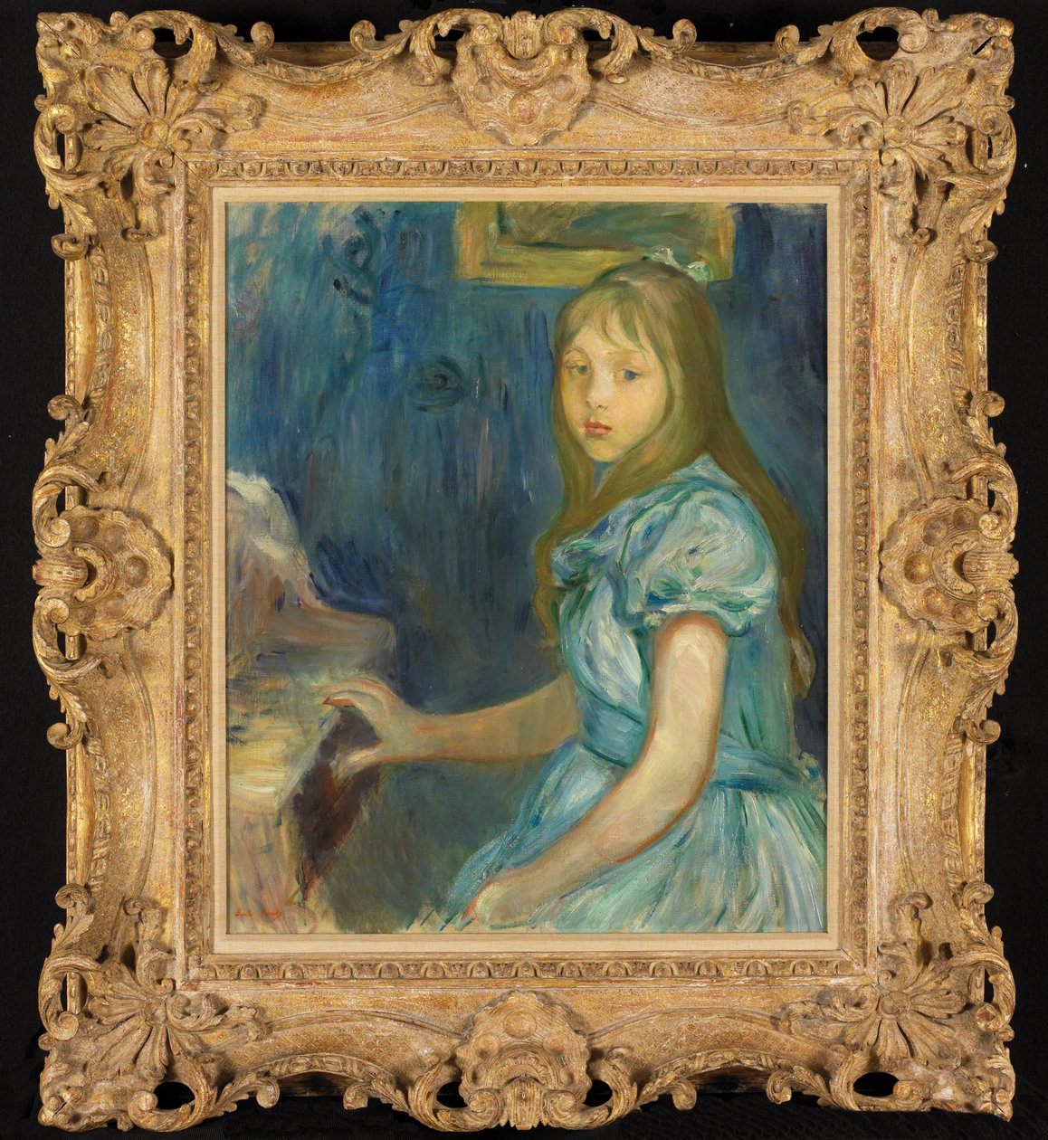 Lucie Léon ved pianoet av Berthe Morisot