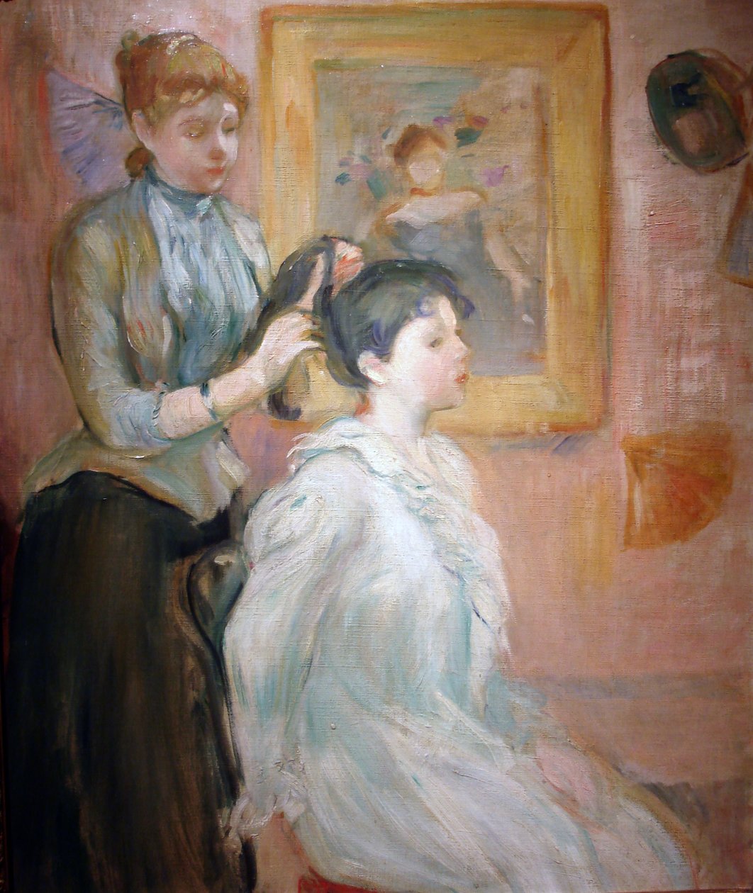 The Coiffure (olje på lerret) av Berthe Morisot