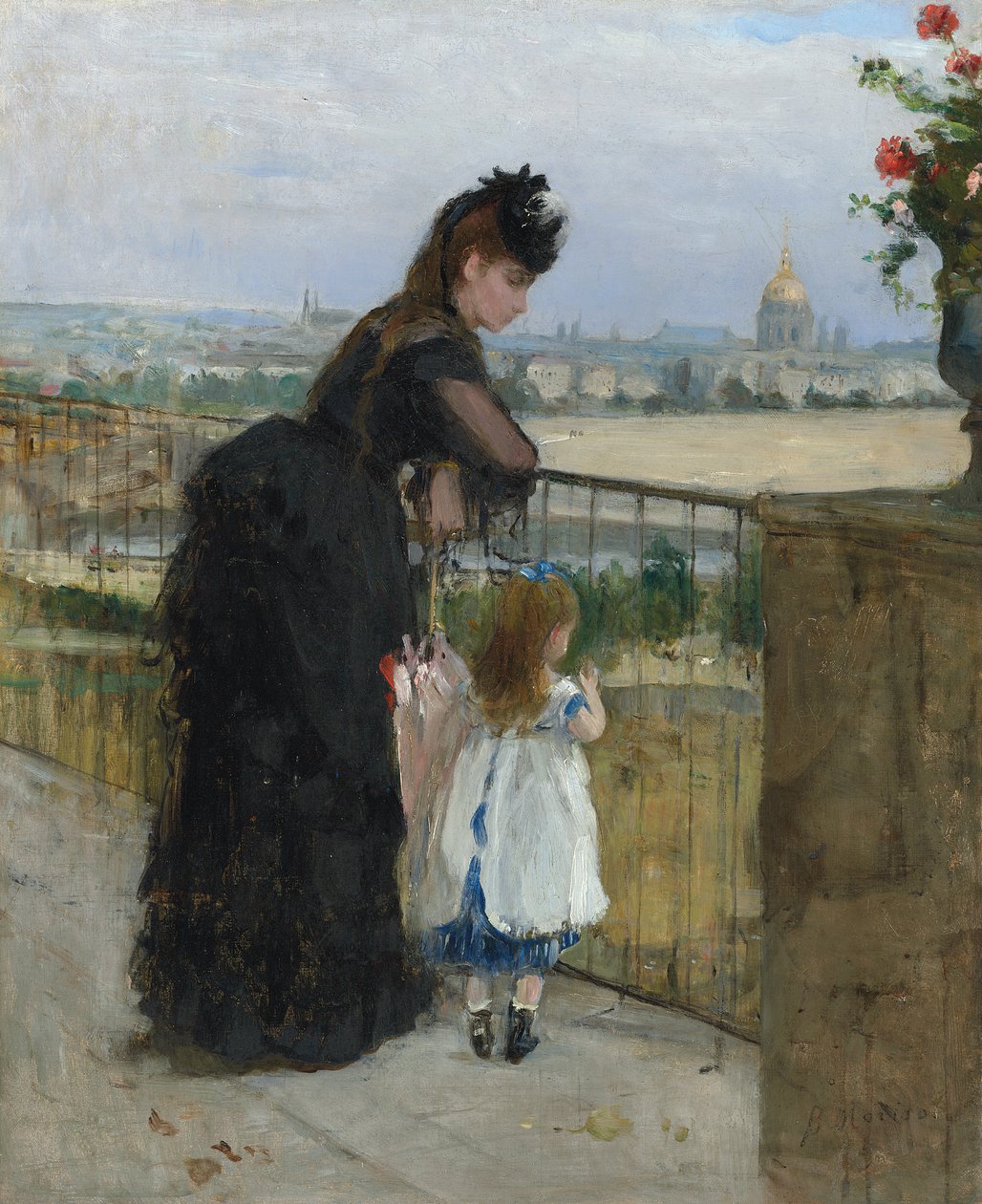 Kvinne og barn på en balkong av Berthe Morisot