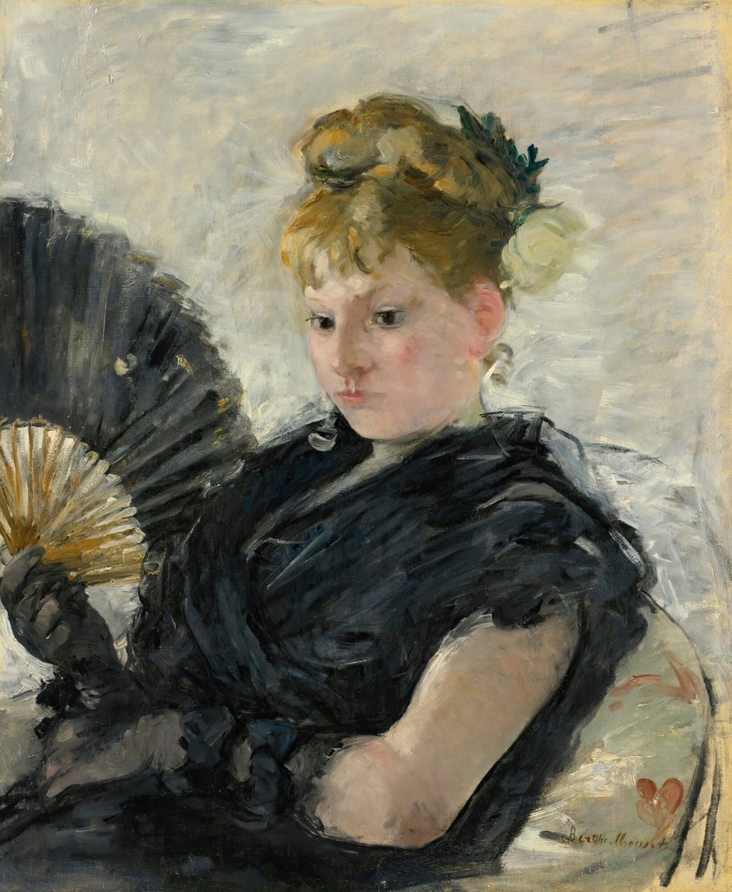 Kvinne med fan, 1876. av Berthe Morisot