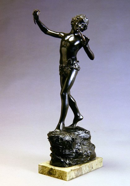Pan (patinert bronse og marmor) av Bertram Alfred Pegram
