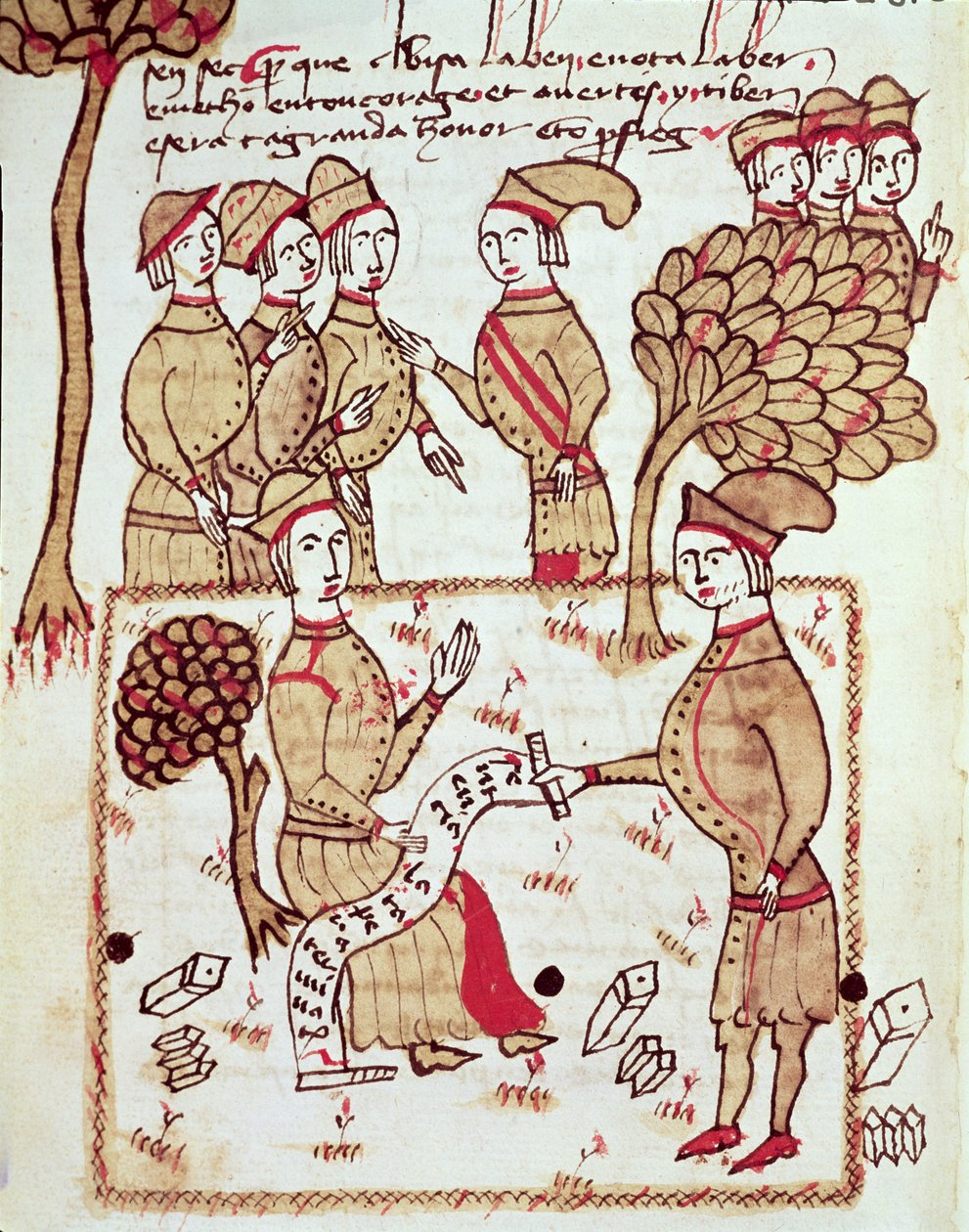 Ms 327 fol.201v A Surveyor with his Workers, fra 
