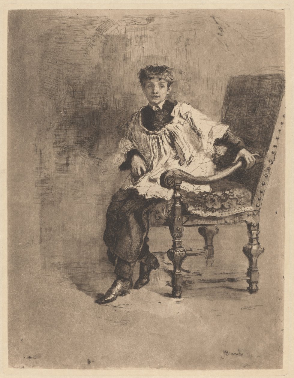 Sittende Acolyte, ca. 1872. av Bianchi Mose