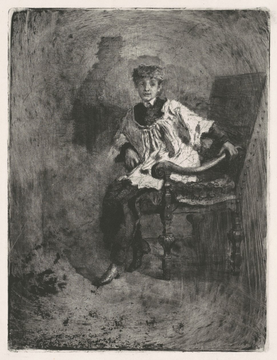 Sittende Acolyte, ca. 1872. av Bianchi Mose