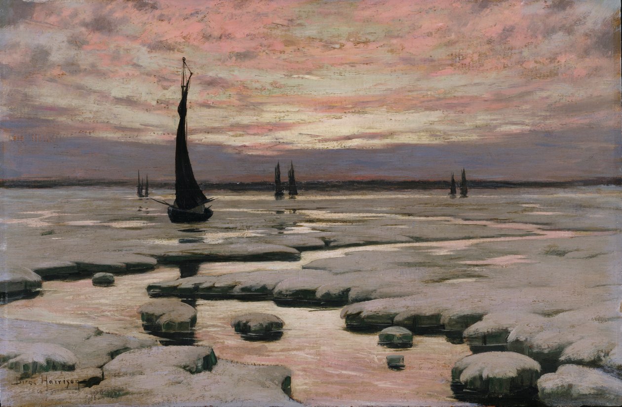 Apus de iarnă, ca. 1890. norvegian av Birge Harrison