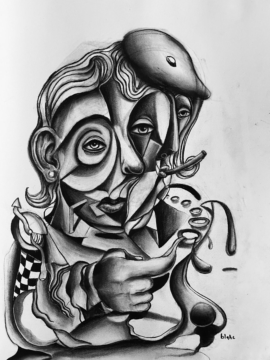 Dreaming Of Youth, ca. 2021 (Charcoal on paper) av Blake Munch