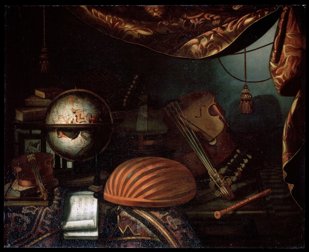 Stilleben med musikkinstrumenter, 1715. av Bonaventura Bettera