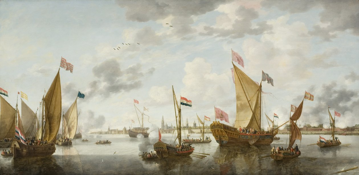 Frakt på Schelde utenfor Antwerpen av Bonaventura Peeters