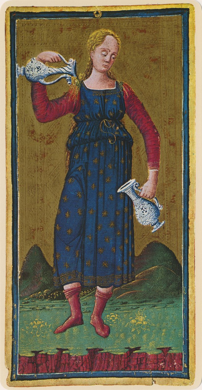 Temperance, fascimile av et tarotkort fra 'Visconti'-stokken, 1441-47 av Bonifacio Bembo