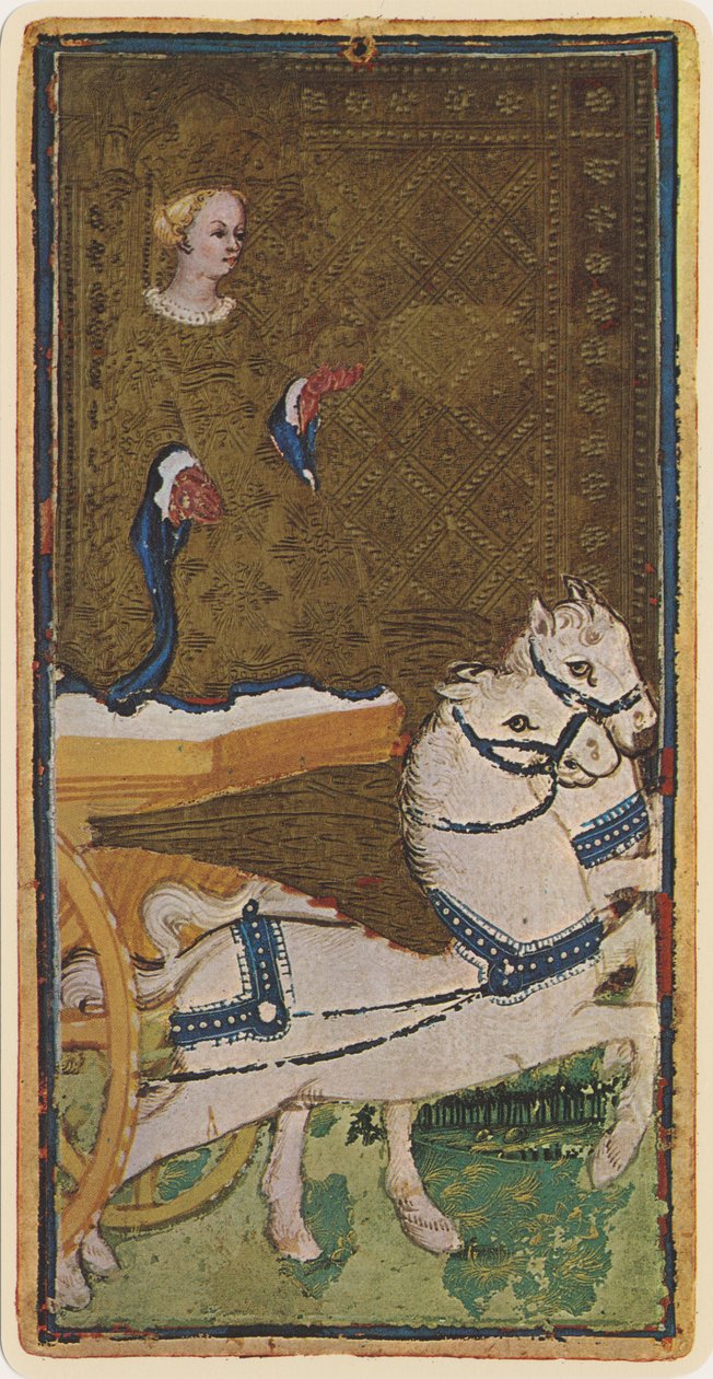The Chariot, fascimile av et tarotkort fra 'Visconti'-stokken, 1441-47 av Bonifacio Bembo