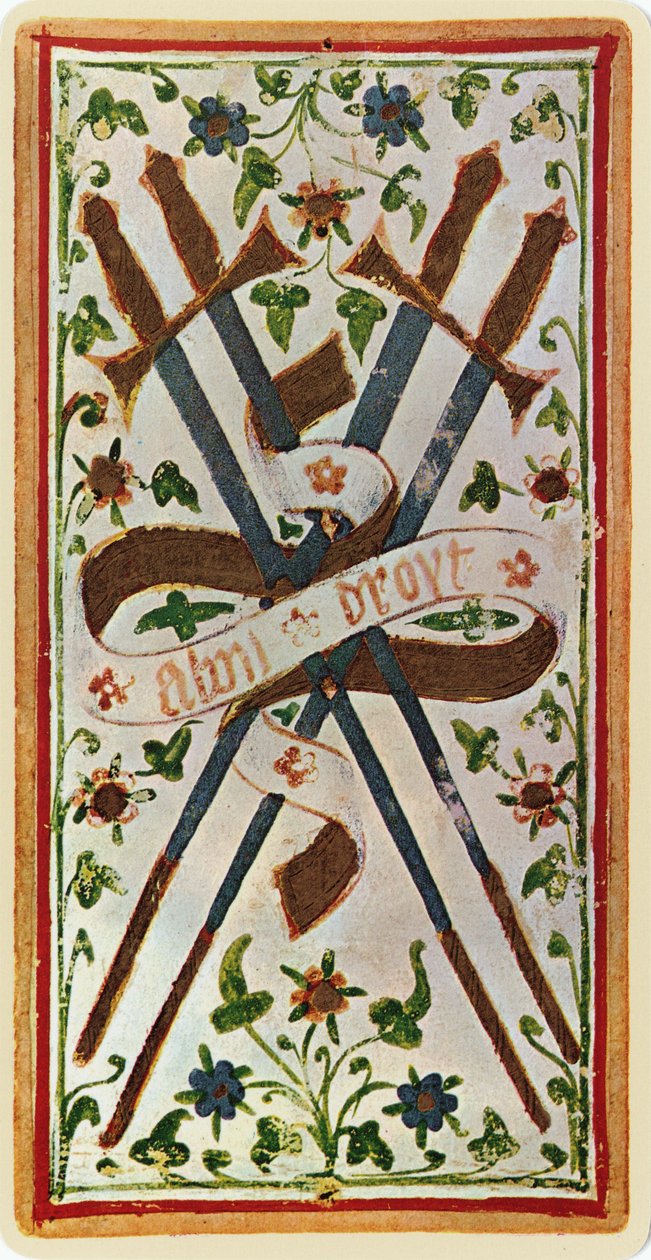 The Four of Swords, faksimile av et tarotkort fra 