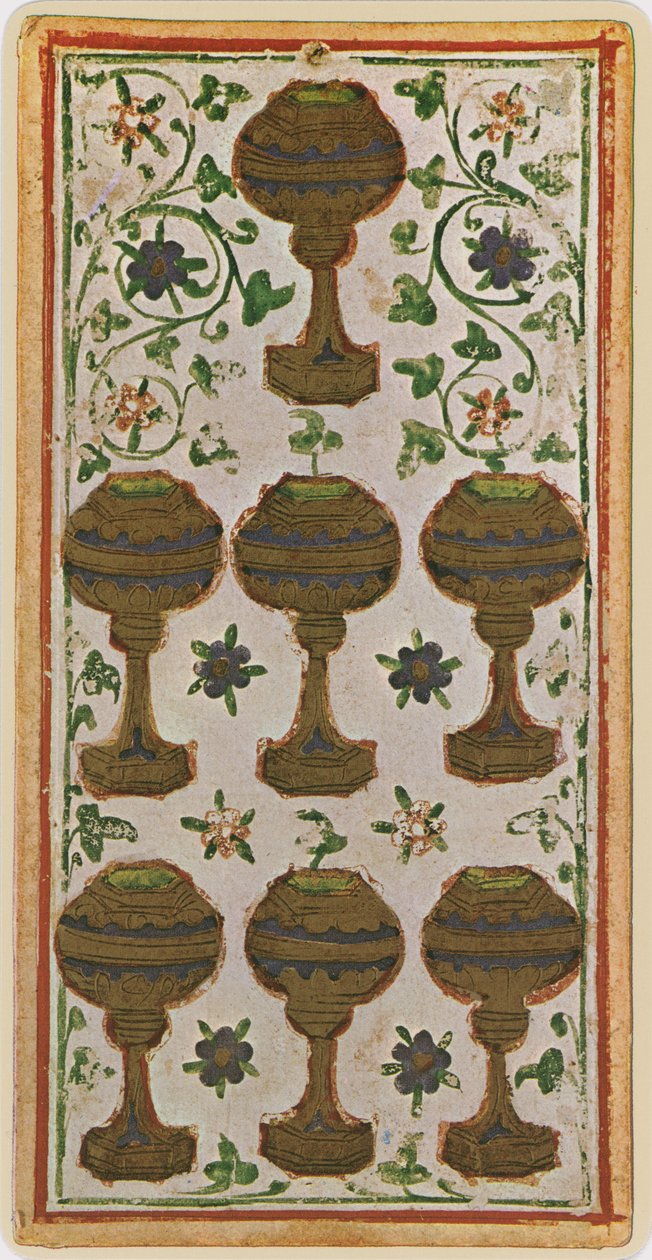 The Seven of Cups, faksimile av et tarotkort fra 