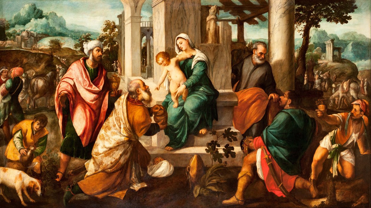 Tilbedelse av magiene av Bonifazio Veronese