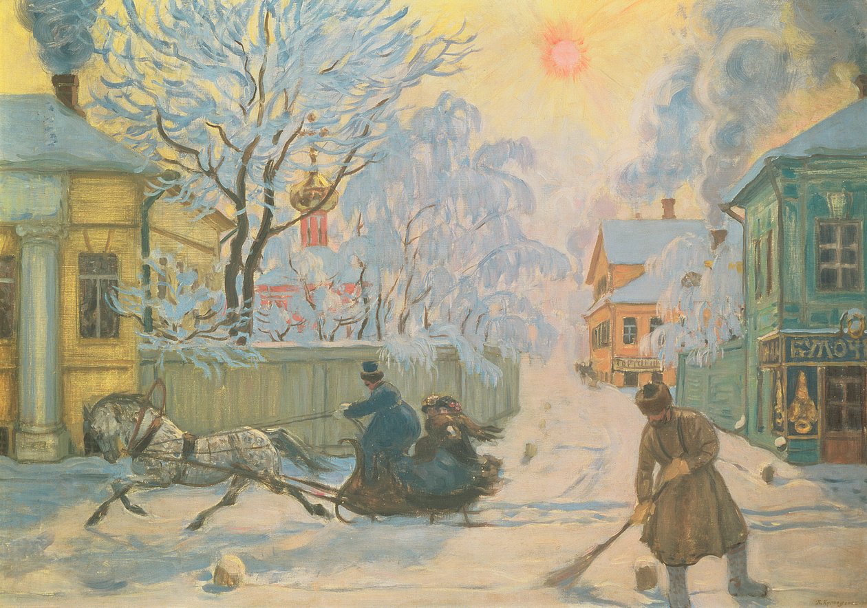 Frostig morgen av Boris Mikhailovich Kustodiev