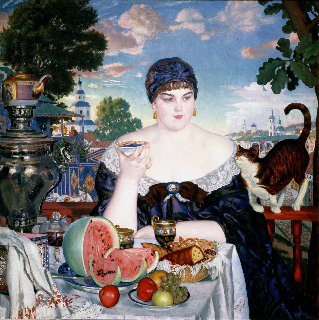 Merchants Wife på Tea av Boris Mikhailovich Kustodiev