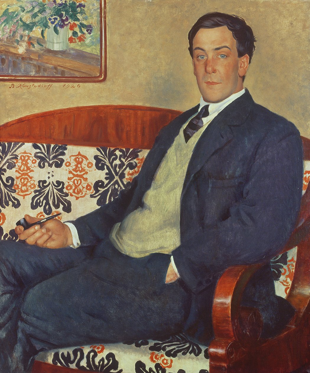 Portrett av Peter Kapitza (1894-1984) 1926 av Boris Mikhailovich Kustodiev